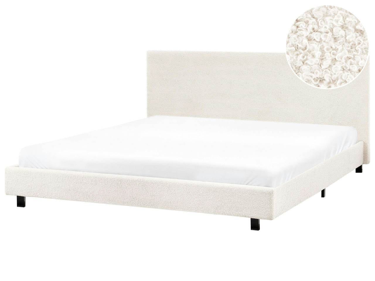 Cama de água Bouclé ALBI 180 x 200 cm Branco creme