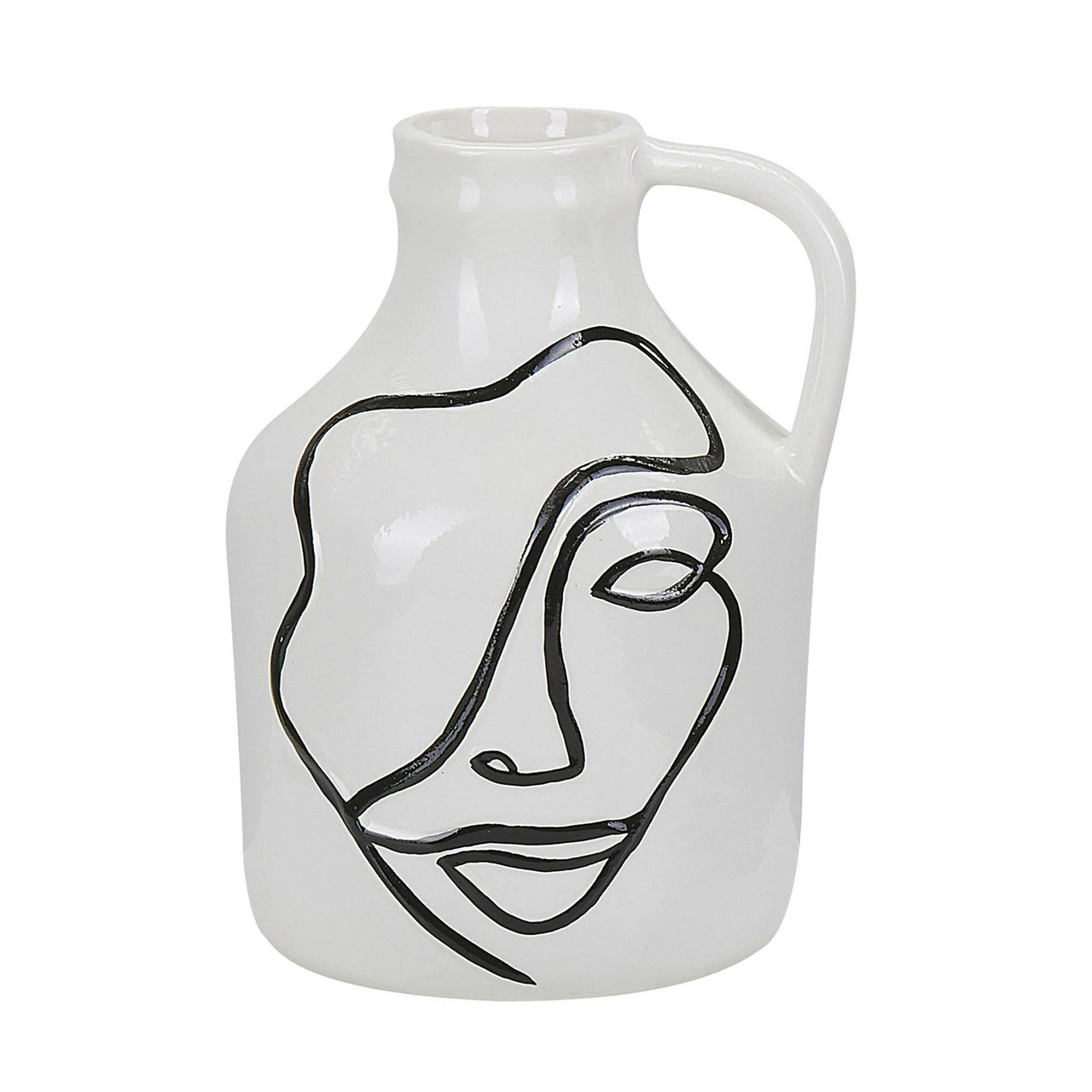Jarrón decorativo Agrinion de gres blanco