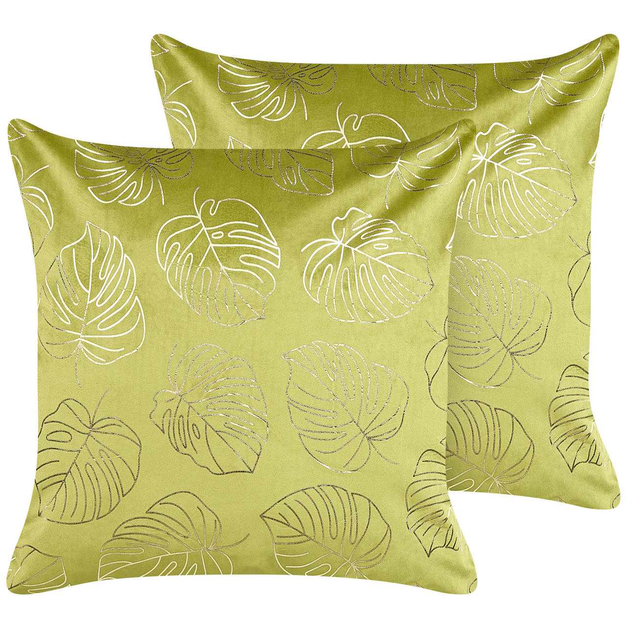 Conjunto de 2 cojines decorativos de terciopelo verde