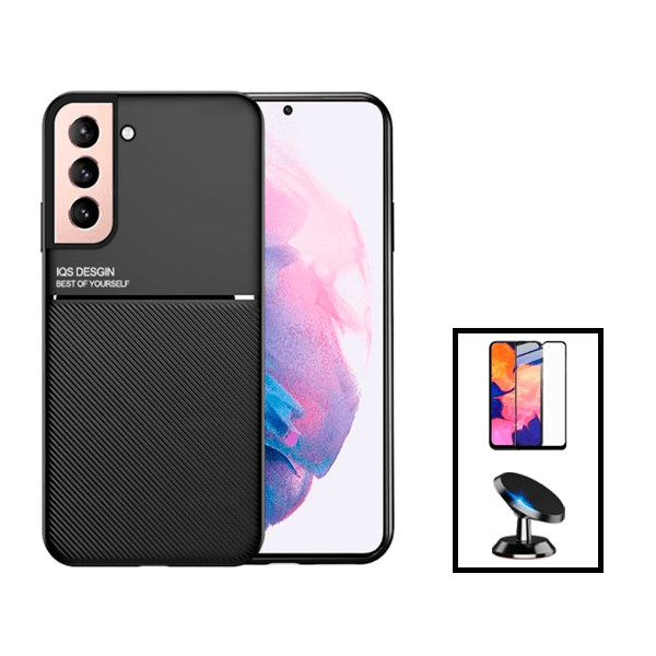 Funda magnética de lujo con película 5D y soporte magnético para Samsung Galaxy S22+ Plus 5G - Negro