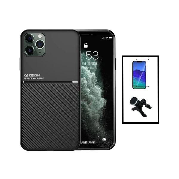 Kit funda magnética con 5D full cover y soporte de coche para iPhone 14 Pro - Negro