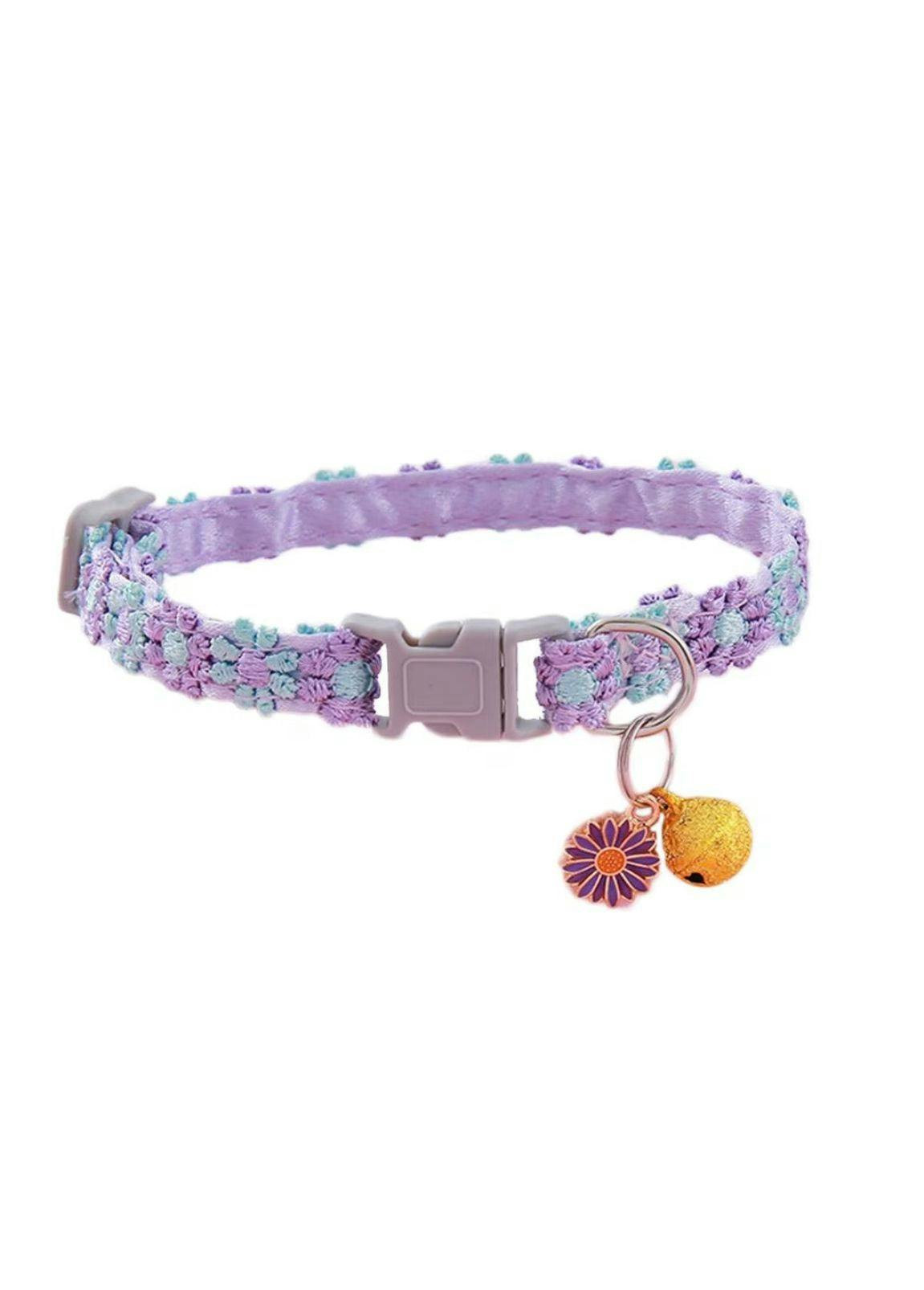 Cat Collar with Floral Charm and Bell