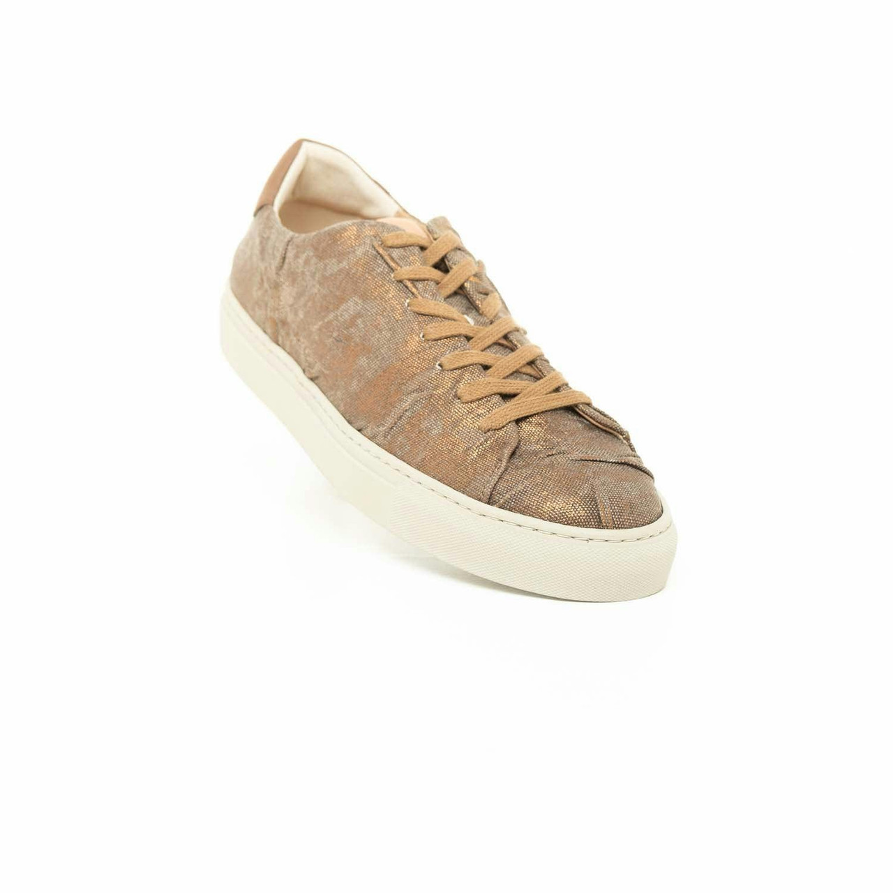 Deadstock fabric brown sneakers with rubber sole