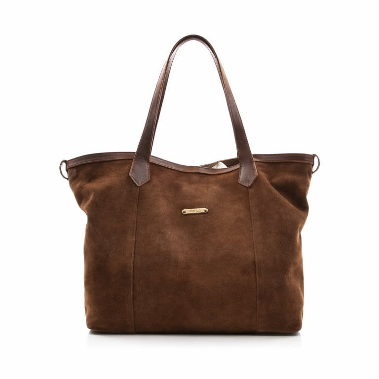 Large shoulder bag in suede and cow leather