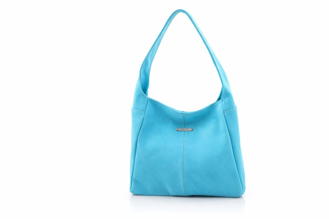 Bolso de hombro en piel bovina azul