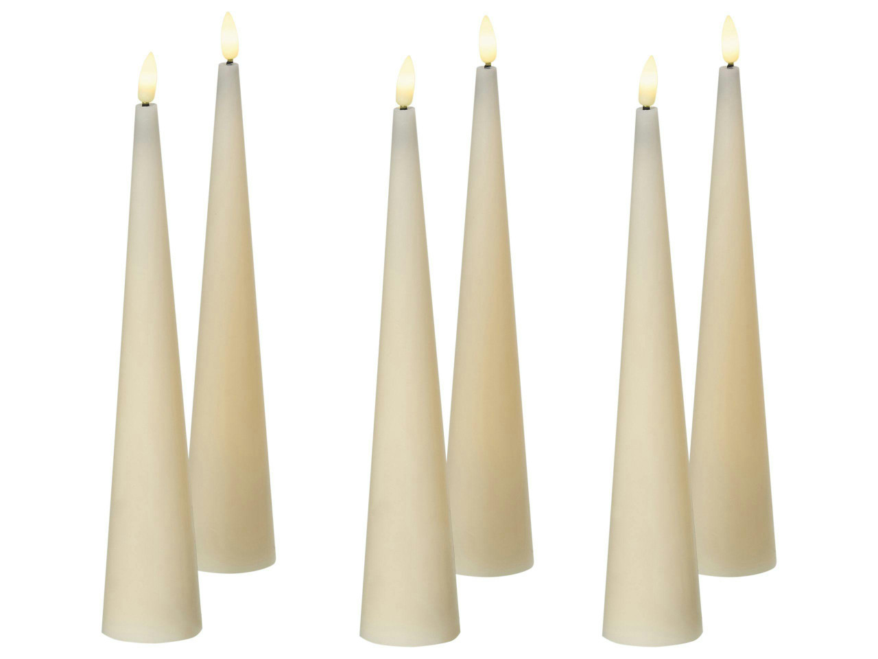 Conjunto de 6 velas LED AURUM 28 cm Branco creme