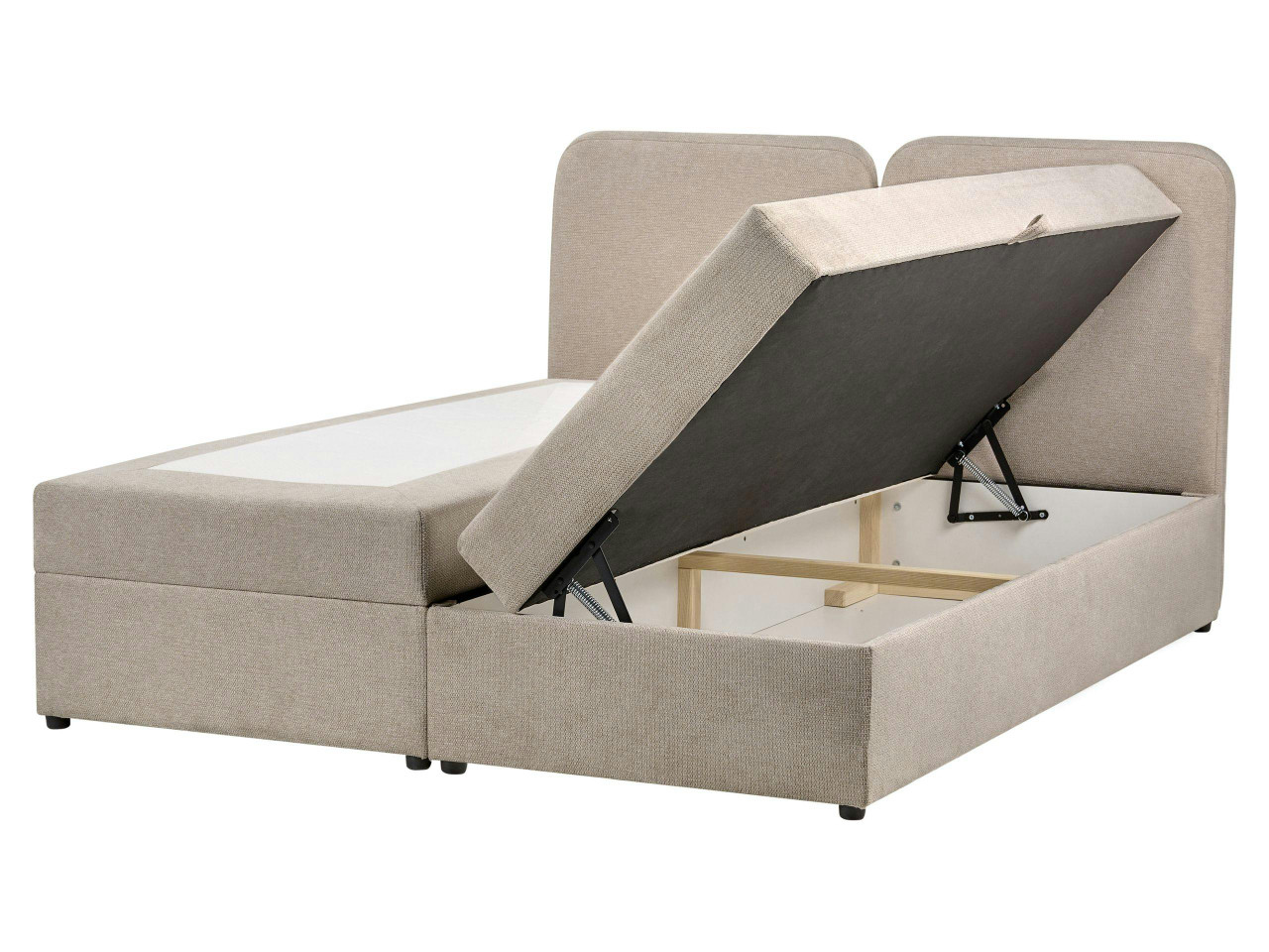 Continental bed with storage fabric taupe