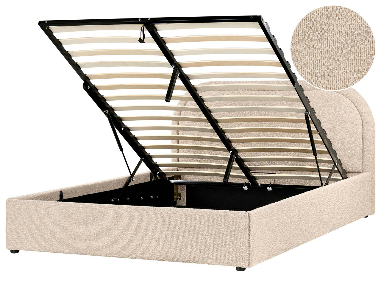 Sommier com arrumação Bouclé QUILLIEN 140 x 200 cm Creme