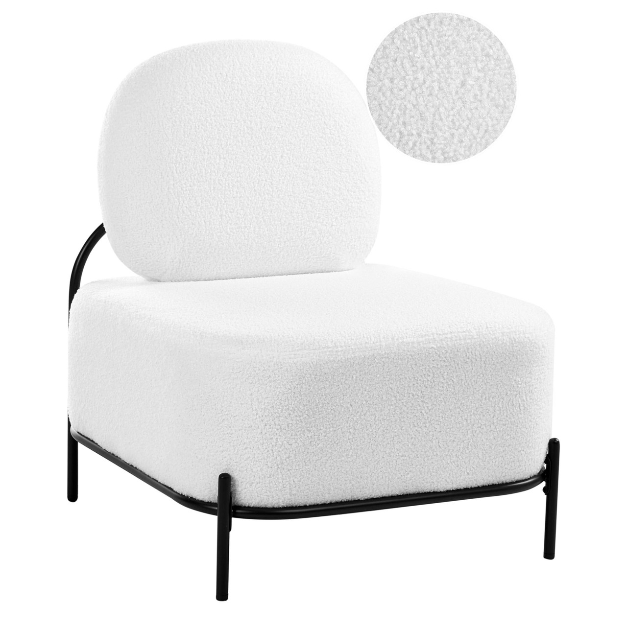Poltrona BELIANI Lunde de Bouclé Branco 67x74x81