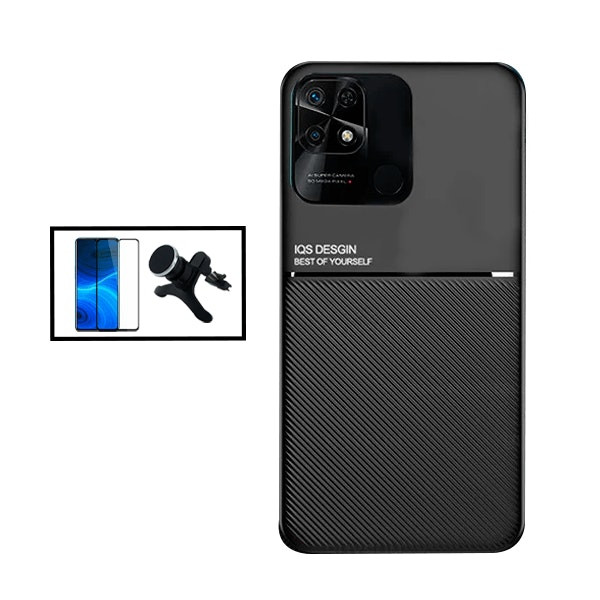 Kit funda magnética con protector 5D y soporte para Xiaomi Poco C40 - Negro