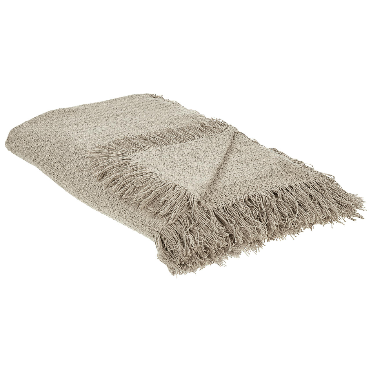 Colcha Yerbent de algodón con flecos, gris