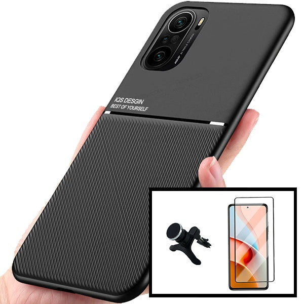 Funda magnética Lux con protector 5D Full Cover y soporte magnético para Redmi K40 Pro Plus