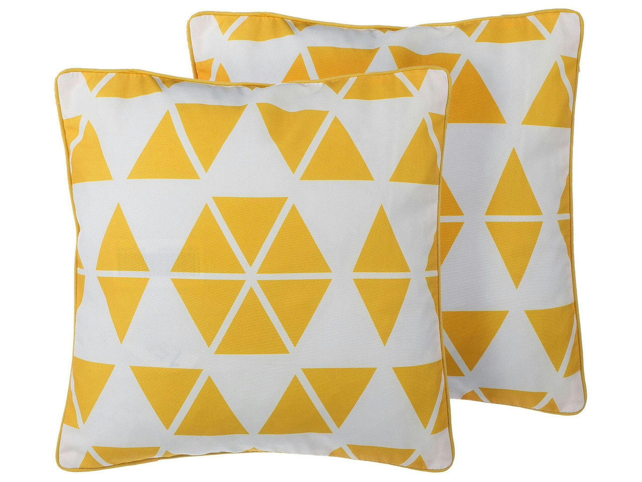 Conjunto de 2 almofadas decorativas PANSY 45 x 45 cm Amarelo Padrão geométrico