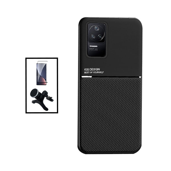 Funda magnética Lux con protector 5D y soporte de coche para Xiaomi Poco F4 - Negro