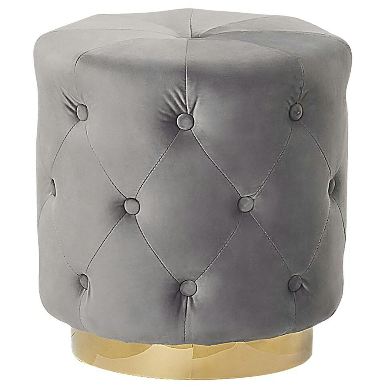 Puff Carrollton Terciopelo con Base Metálica Gris