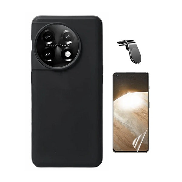 Protector hydrogel, funda silicona líquida y soporte magnético para OnePlus 11