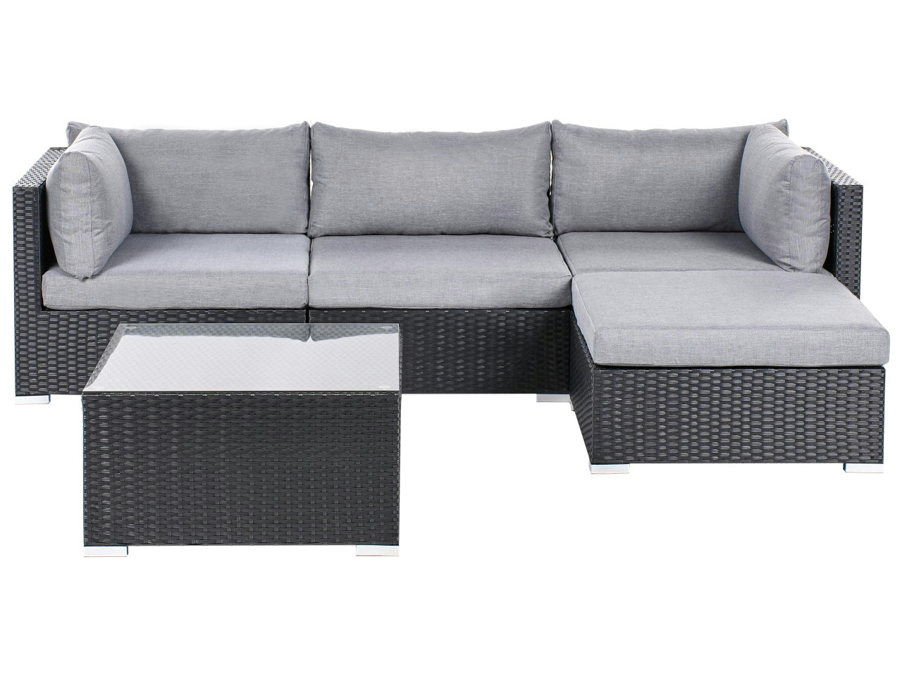 Conjunto de sofás de jardim de canto 4 lugares SANO à esquerda Preto