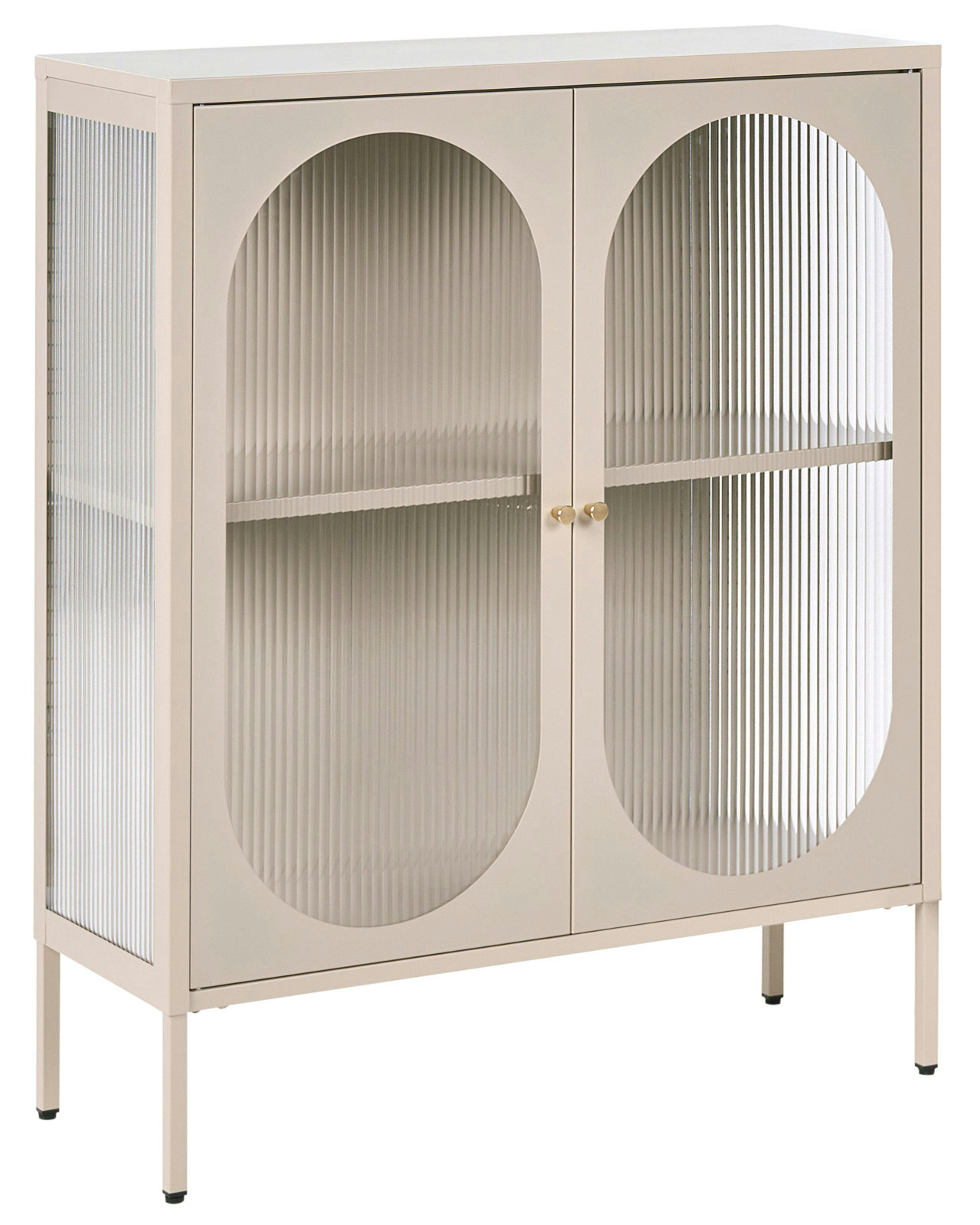 Aparador vitrina SARRE metal crema 90 cm