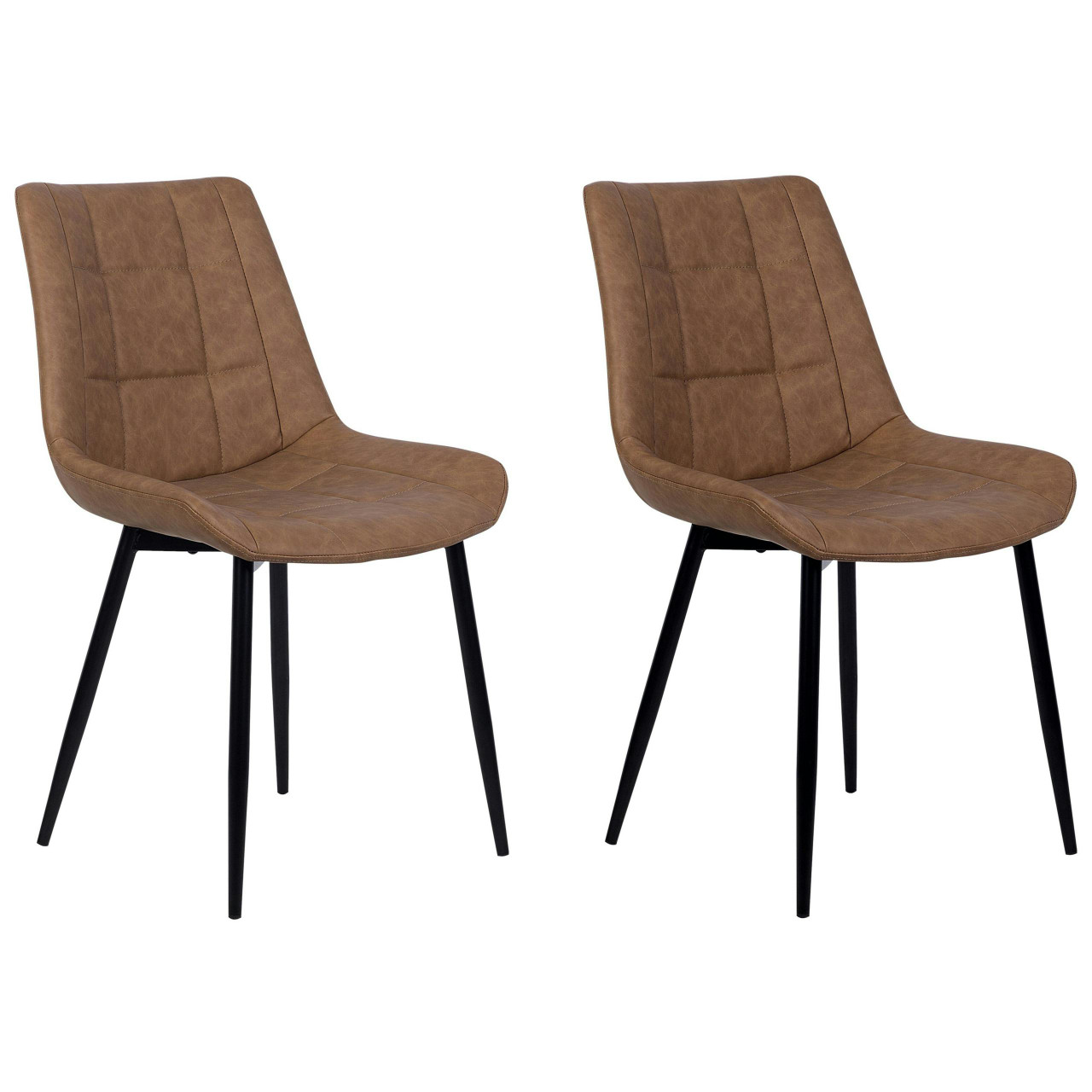 Cadeiras Luxuosas Em Pele Sintética Beliani Melrose Ii De Pele Sintética Castanho 51x59x82