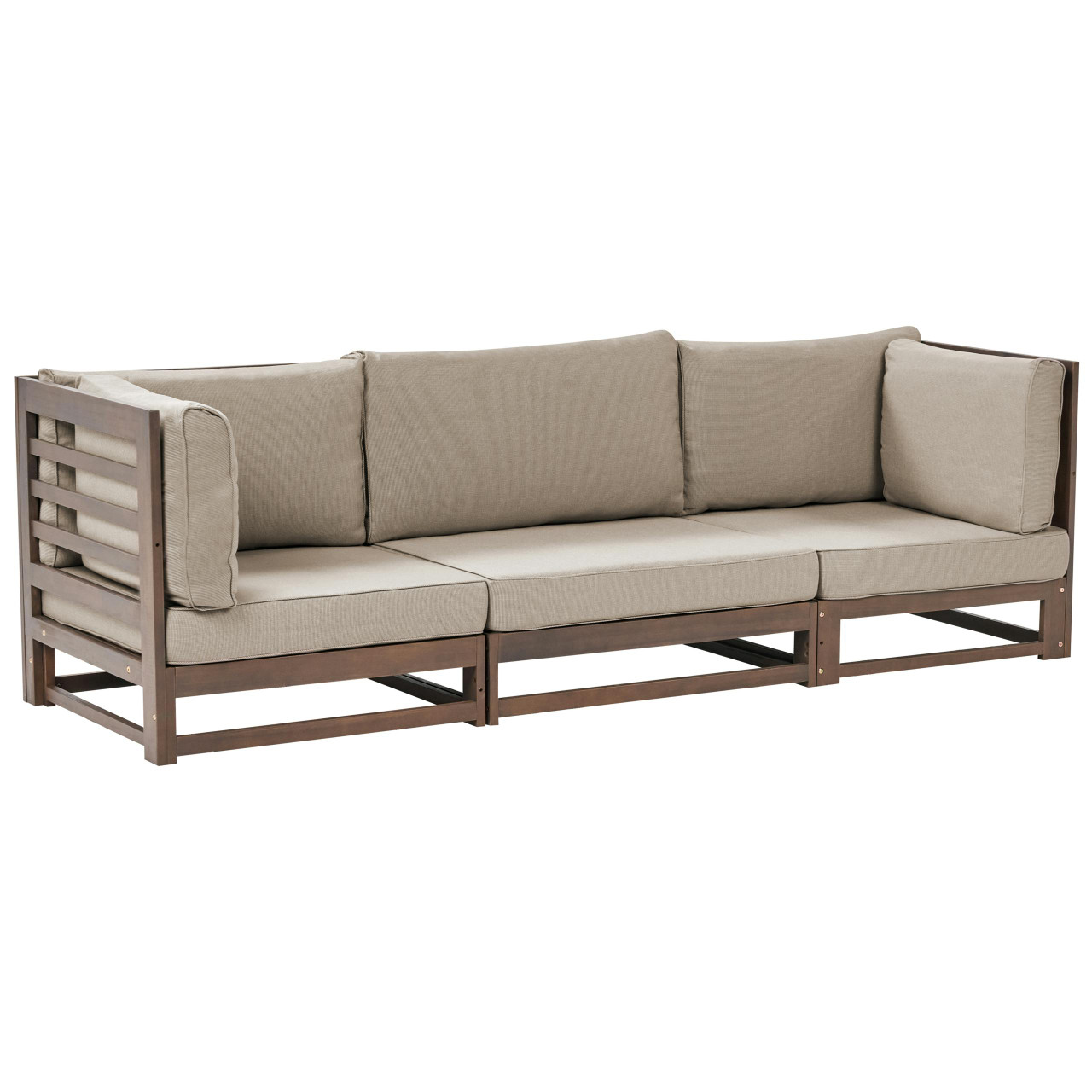 Trani outdoor sofa in acacia wood with cushions