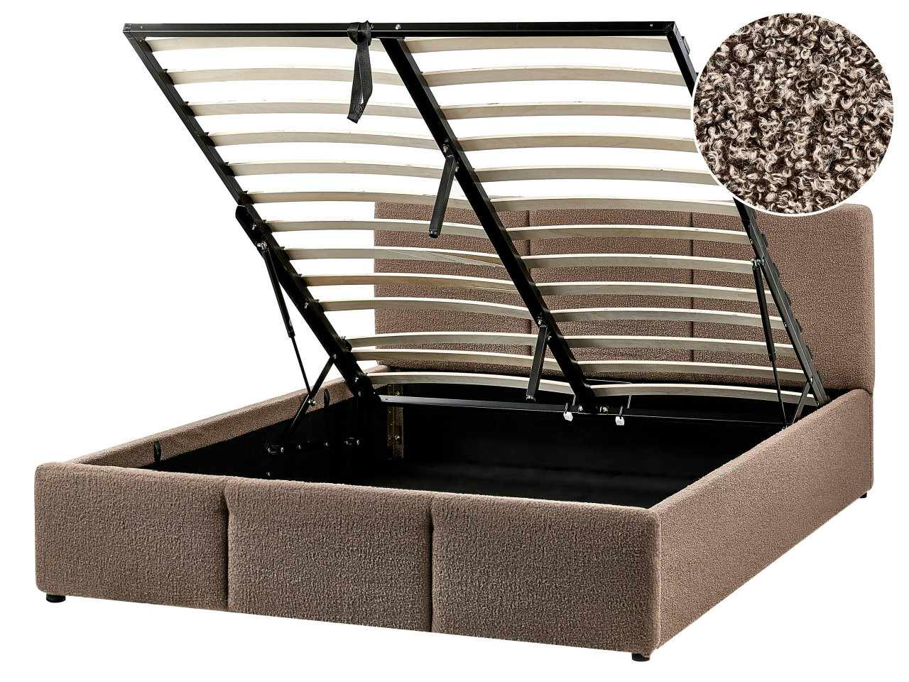 Sommier com arrumação Bouclé BOUSSE 140 x 200 cm Taupe