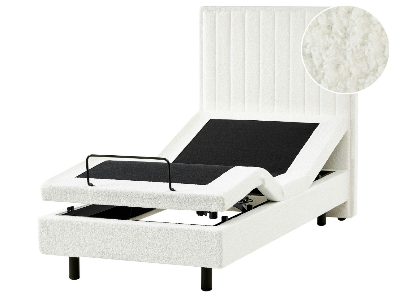 Cama ajustável Bouclé DUKE II 90 x 200 cm Branco creme