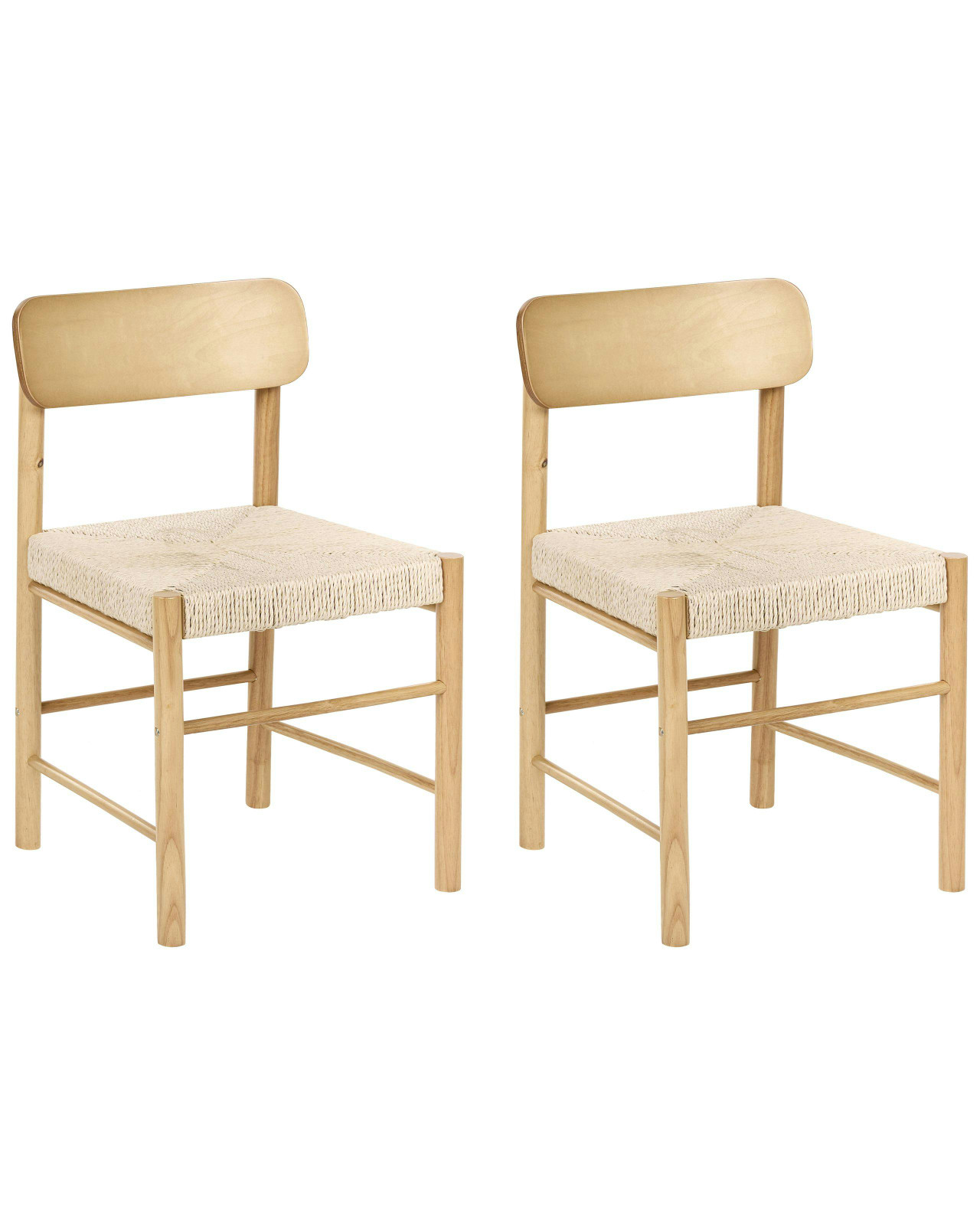 Set of 2 DIGNE dining chairs rubberwood braided paper cord seat