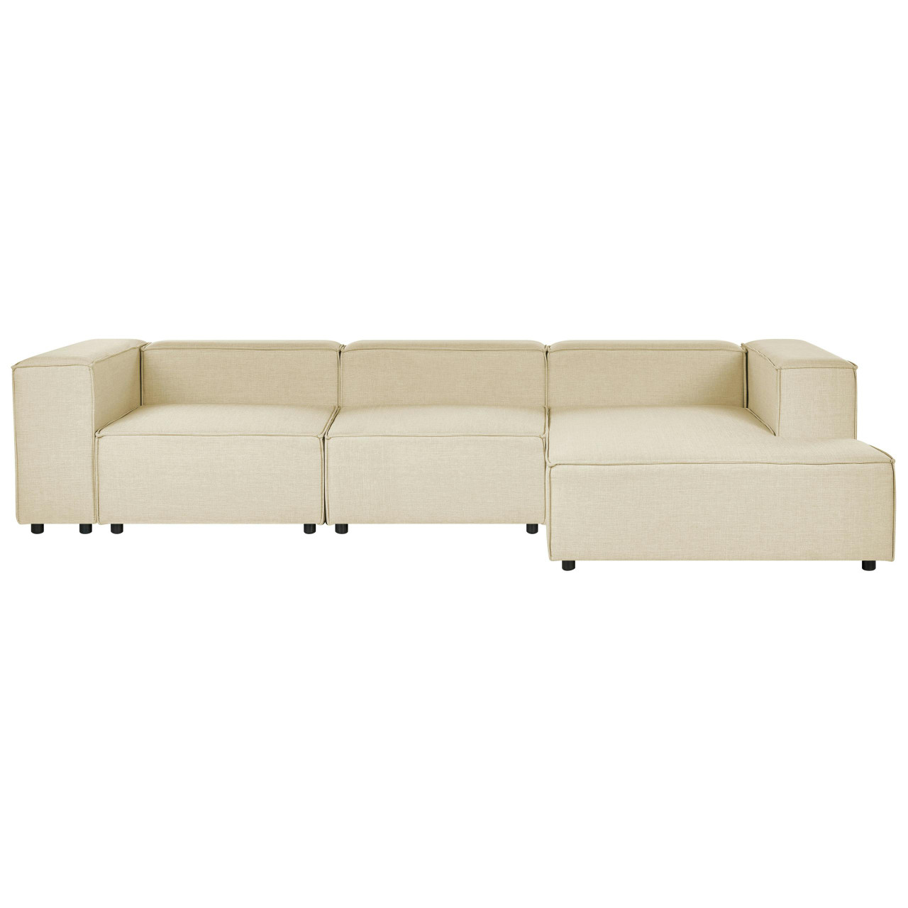 Sofá modular de esquina Aprica en lino sintético crema