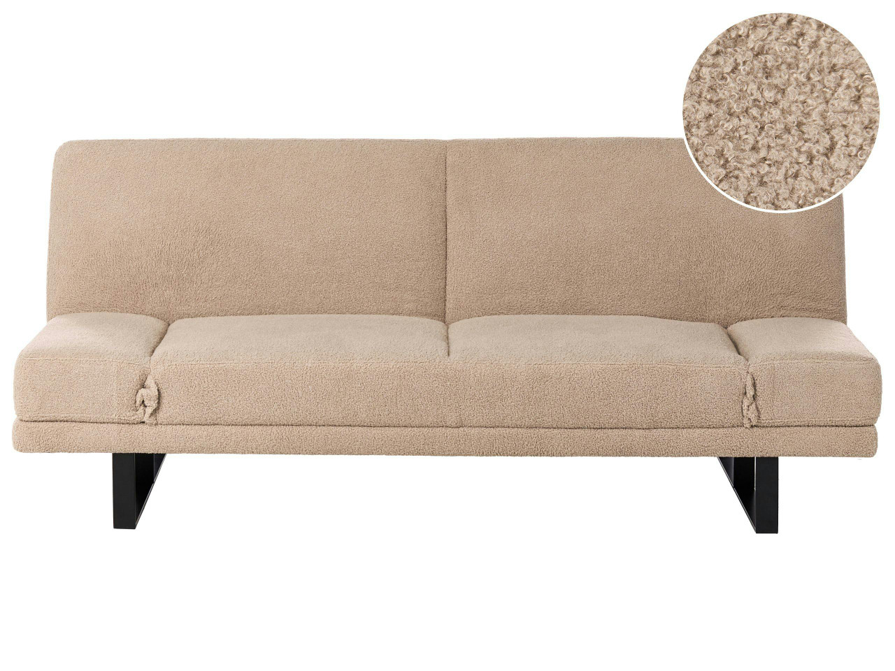 Sofá-cama 2 lugares YORK Bouclé Cor de areia