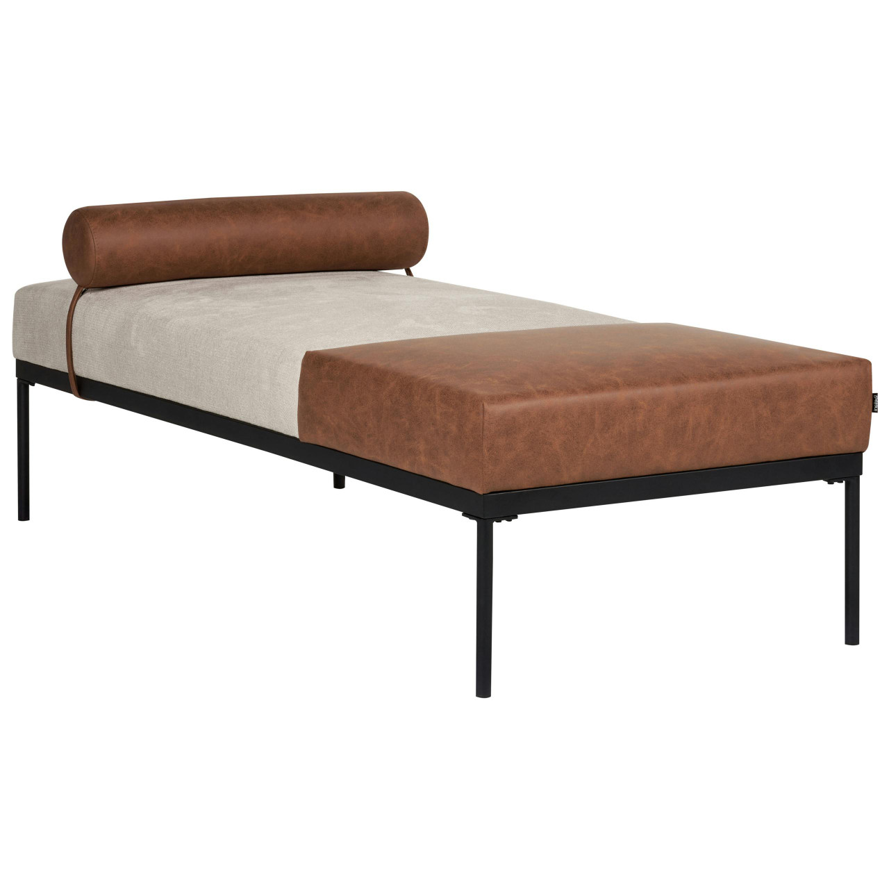Chaise-longue Malmos en piel sintética y lino sintético crema