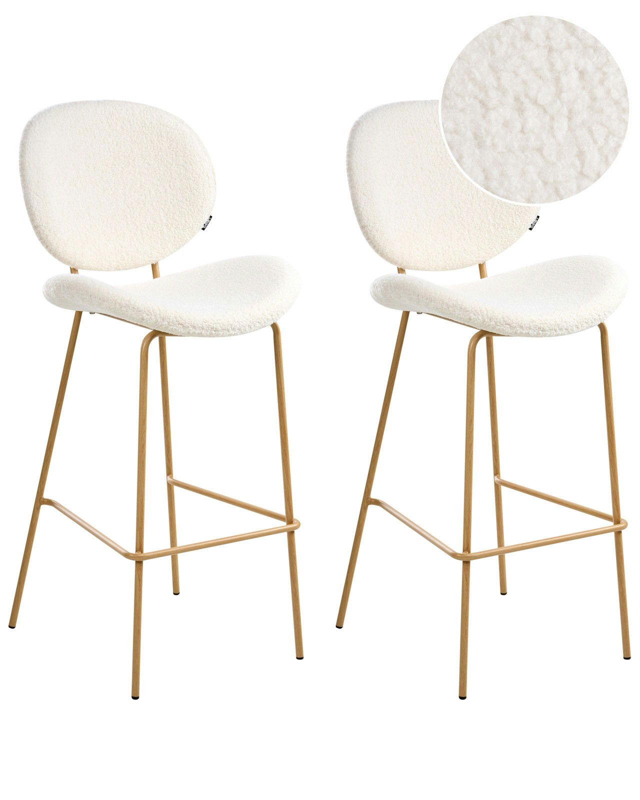 Conjunto de 2 bancos de bar LUANA Bouclé Branco