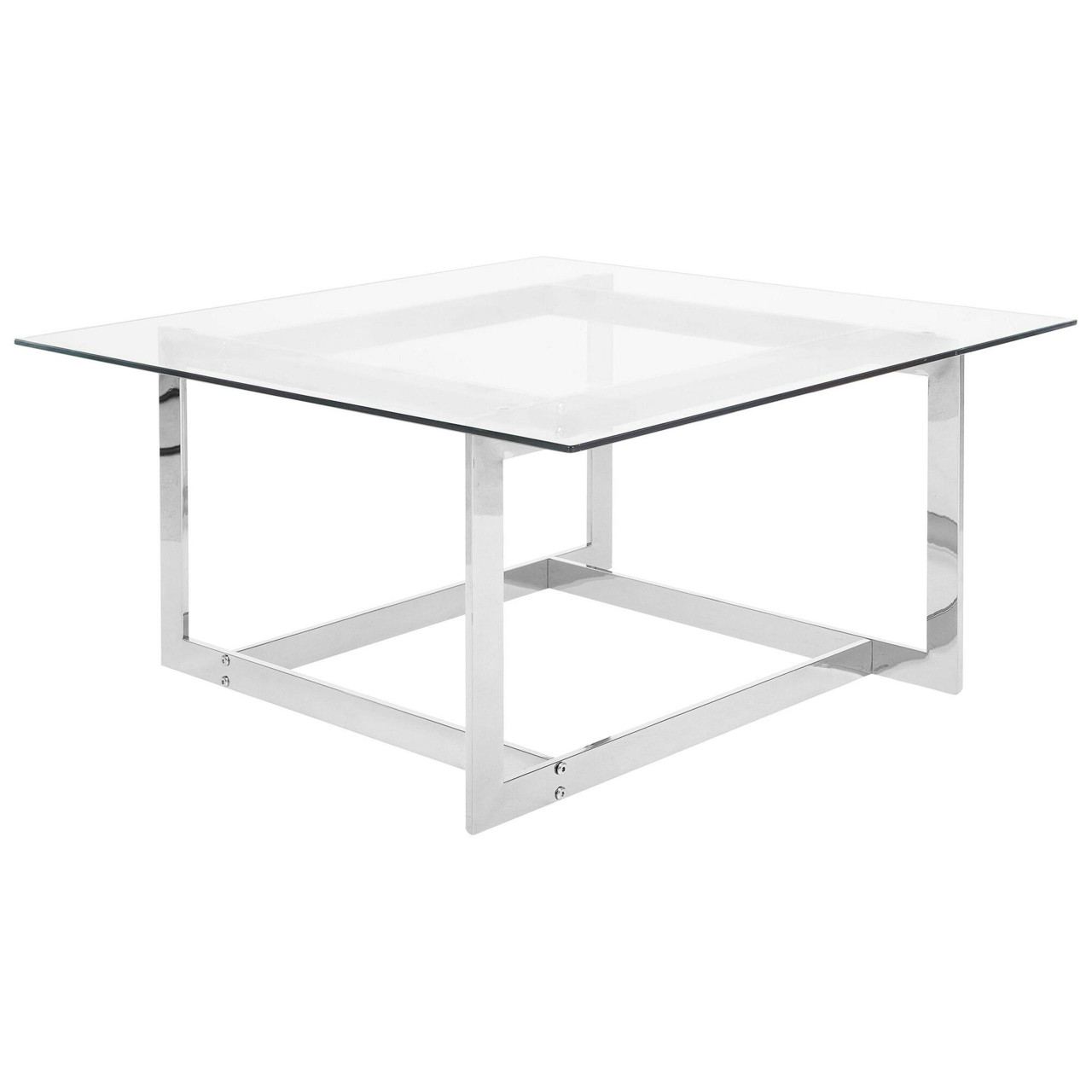 Mesa de centro Crystal con tapa de vidrio templado y base metálica