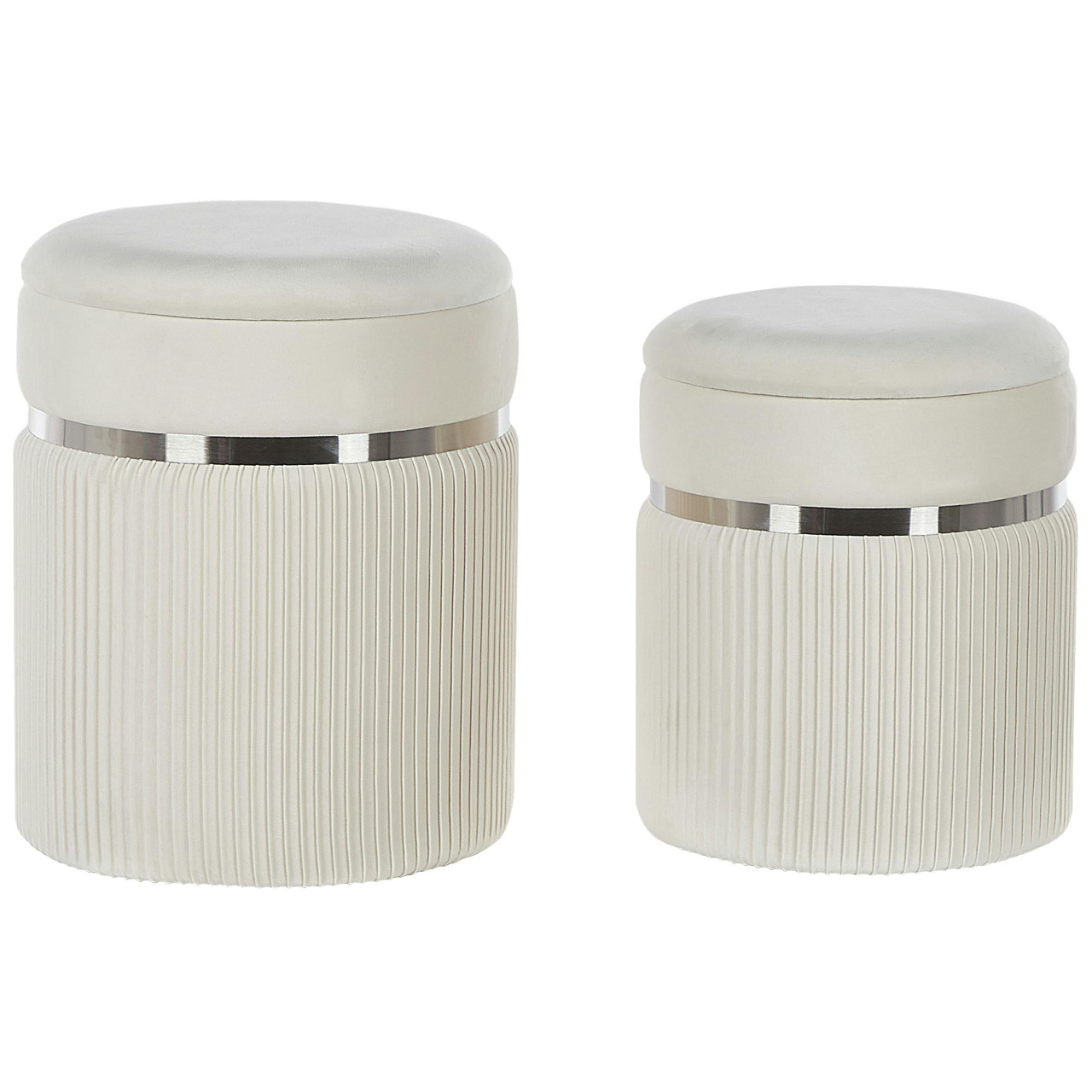 Storage velvet stools set 2 Camdenton white