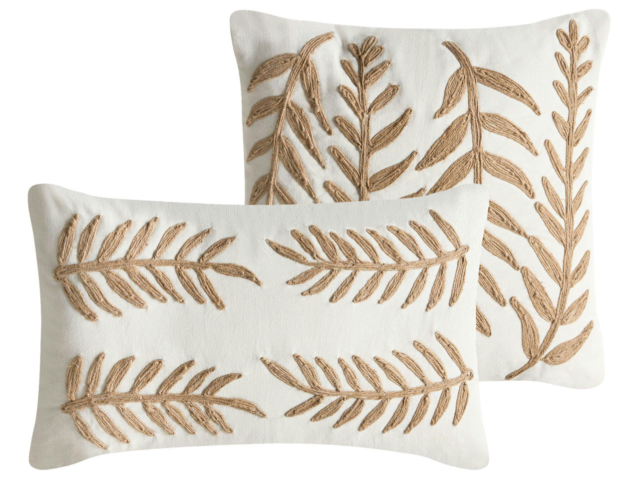 Conjunto de 2 almofadas decorativas GARCINIA Algodão 30 x 50 cm 45 x 45 cm Branco Padrão floral