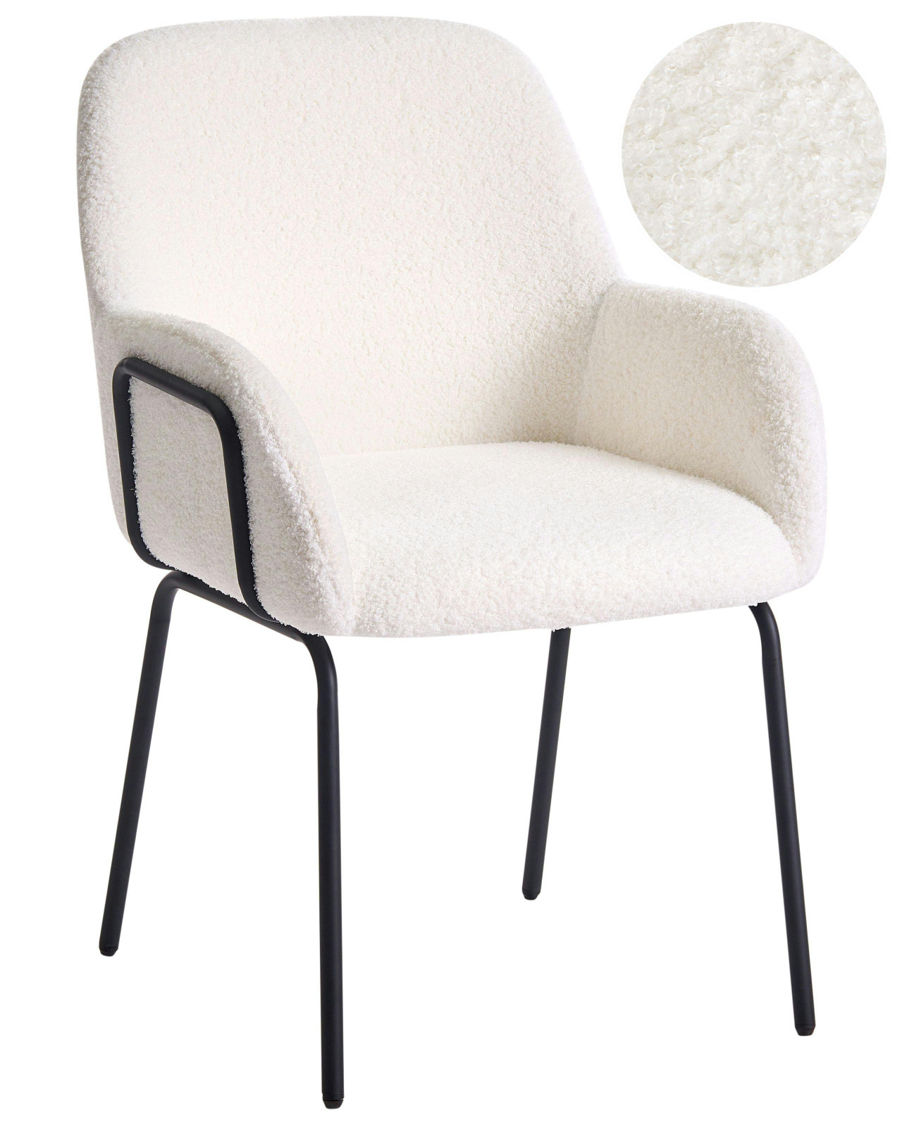 Algona bouclé dining chair with metal legs