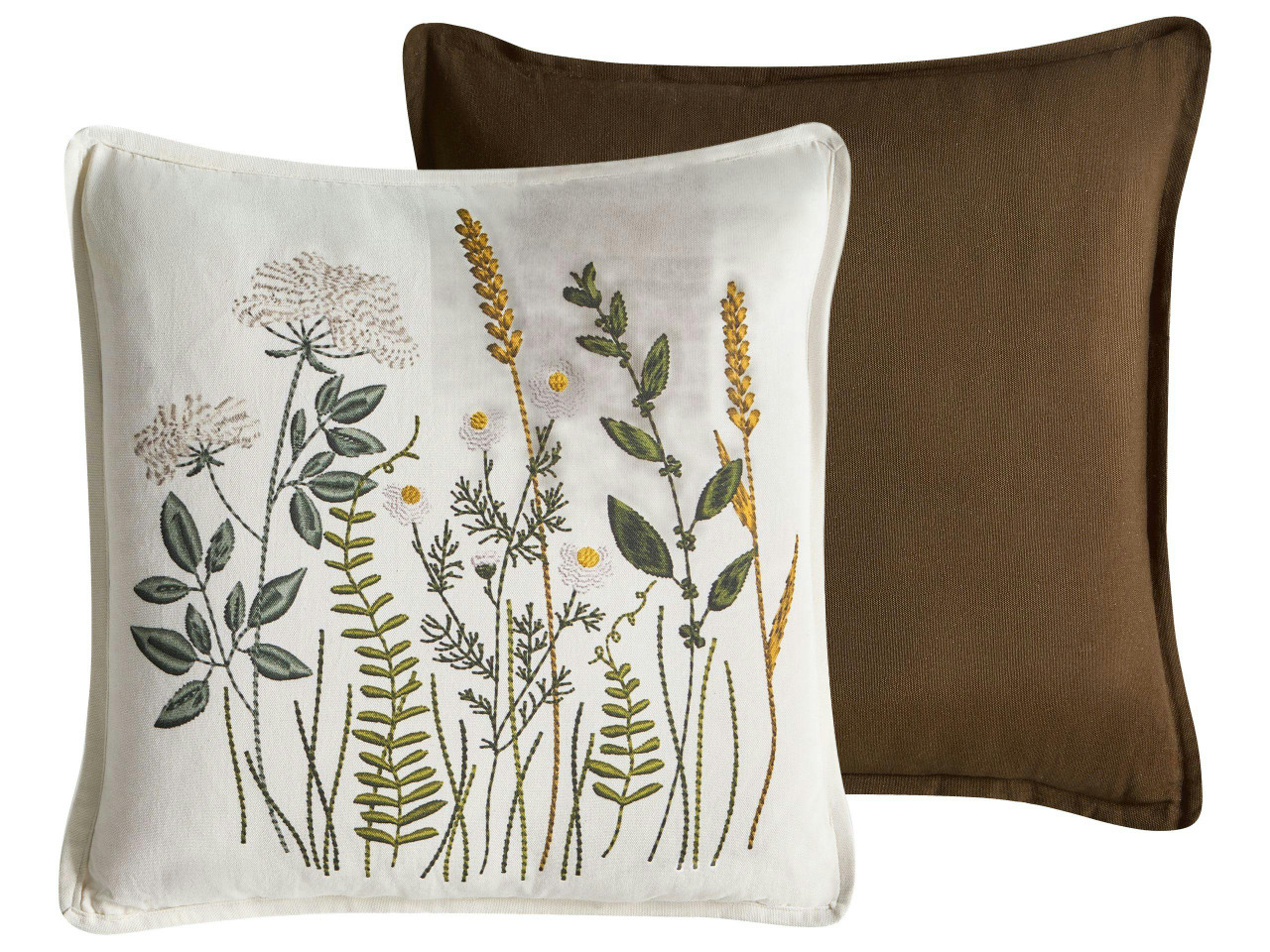 Conjunto de 2 almofadas decorativas KNEMA Algodão 45 x 45 cm Branco Padrão floral