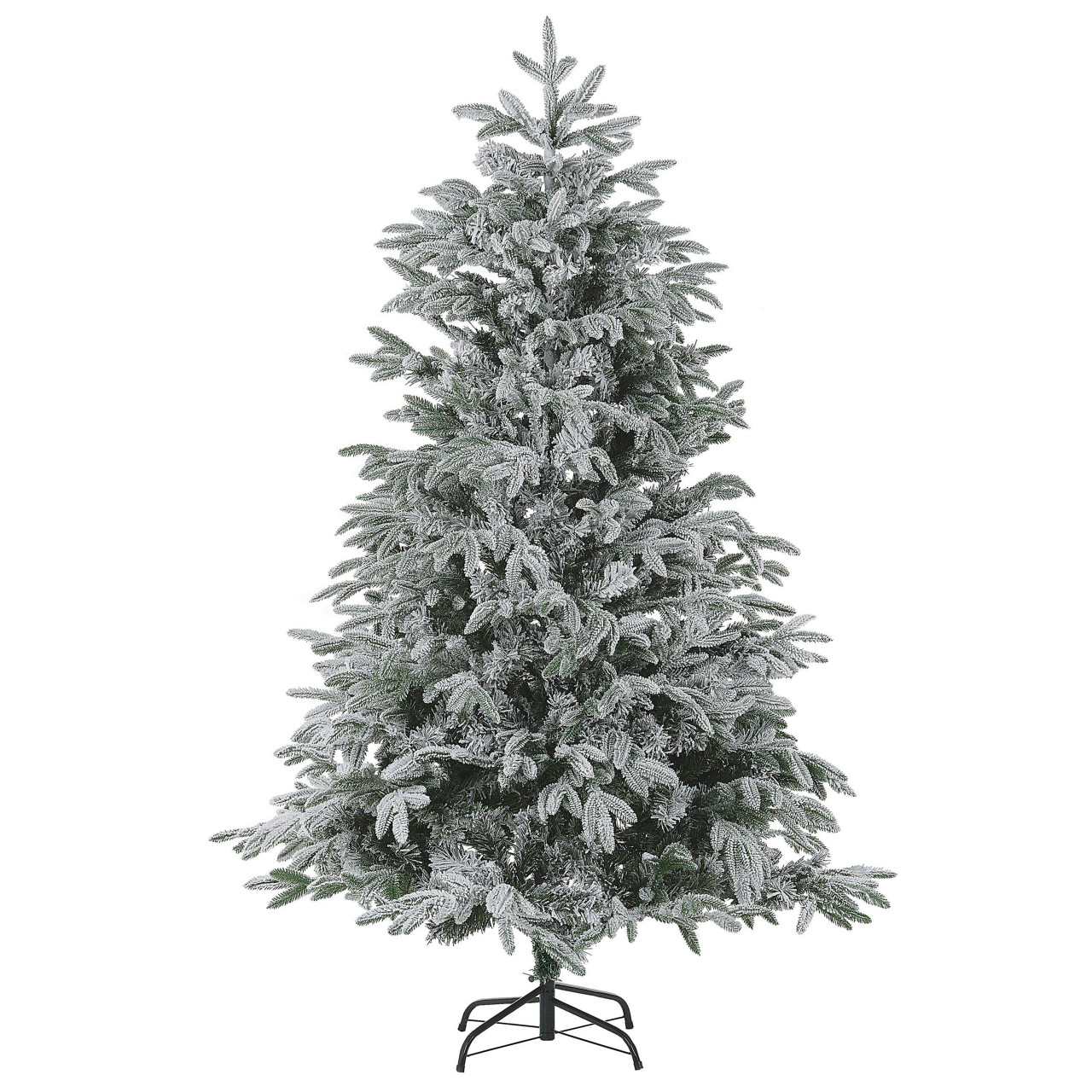 Árbol de Navidad artificial con efecto nevado en PVC y soporte metálico
