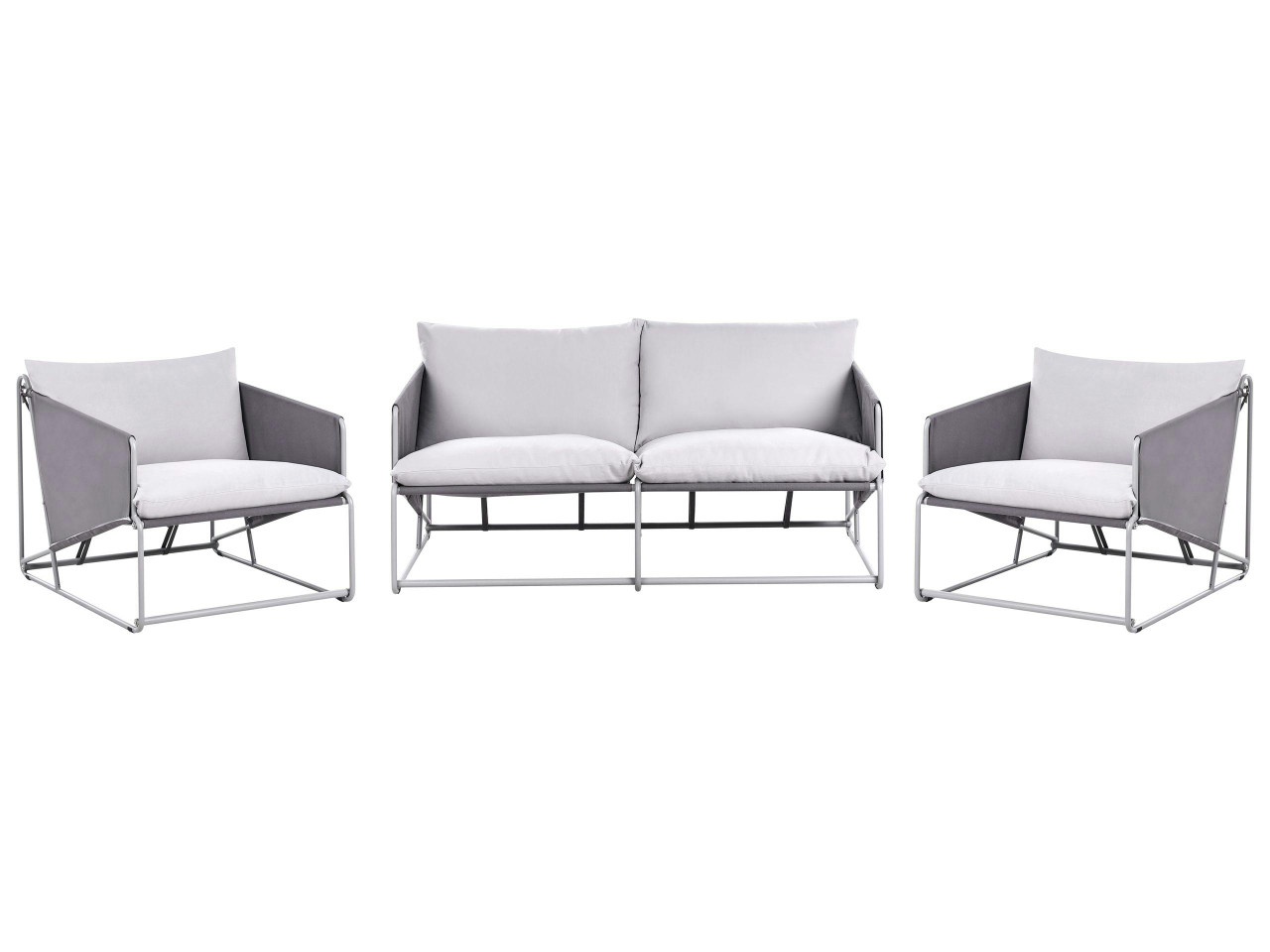 Conjunto de sofás de jardim 4 lugares PONTE Metal Cinzento