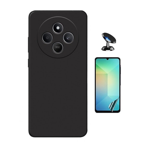 Hydrogel screen protector + liquid silicone case + magnetic mount for Redmi 14C