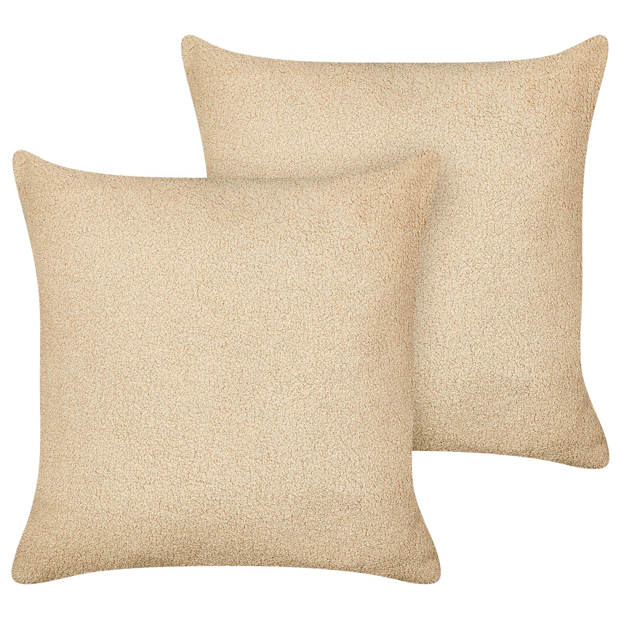 Conjunto De 2 Almofadas Decorativas Beliani Leuzea De Bouclé Creme 45x45x4