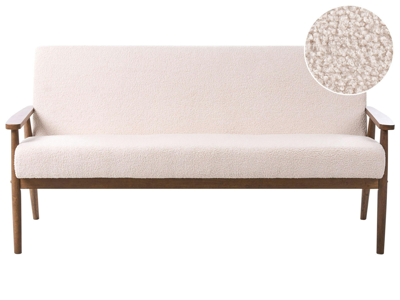 Sofá 3 lugares ESRUM Bouclé Castanho escuro/Creme