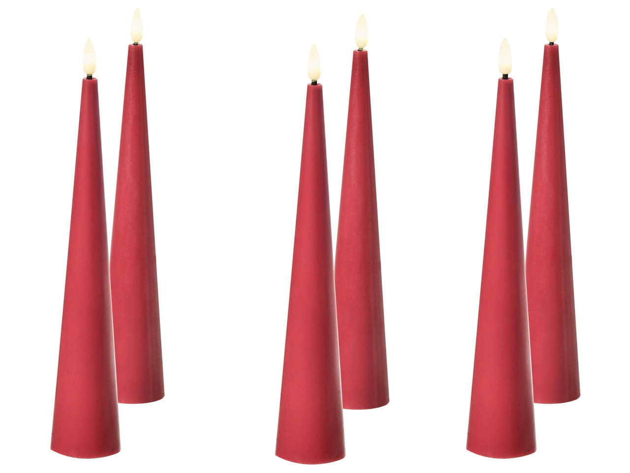 Conjunto de 6 velas LED AURUM 28 cm Vermelho