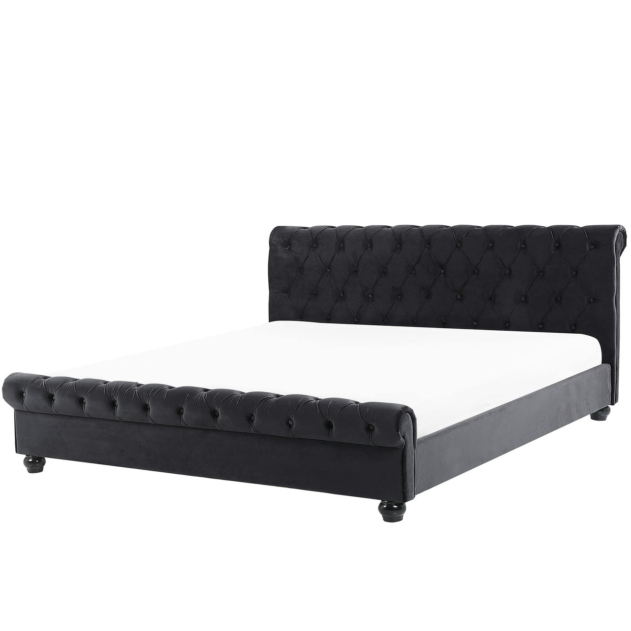 Cama doble Avallon terciopelo negro