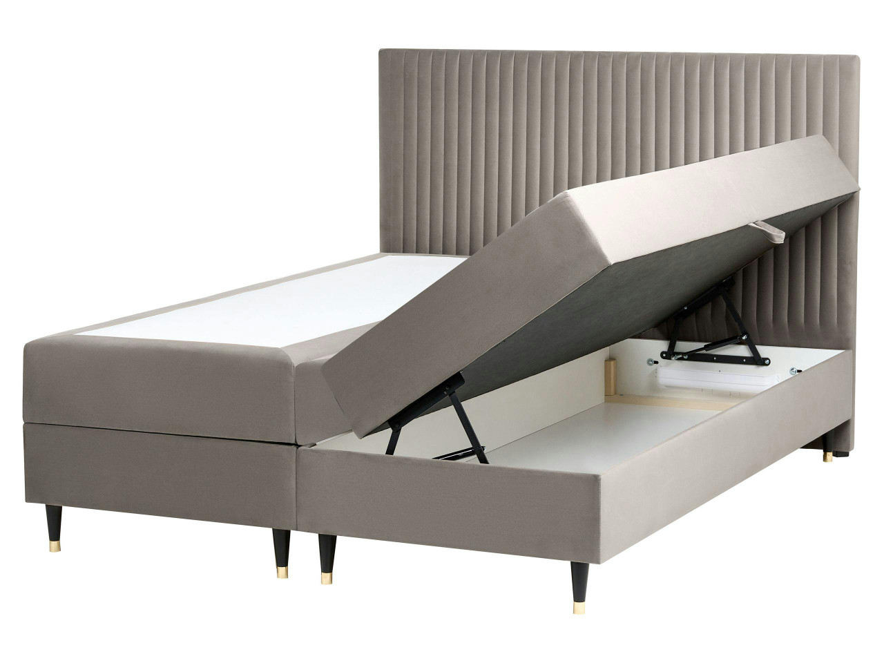 Cama continental com arrumação Veludo DAME 160 x 200 cm Taupe