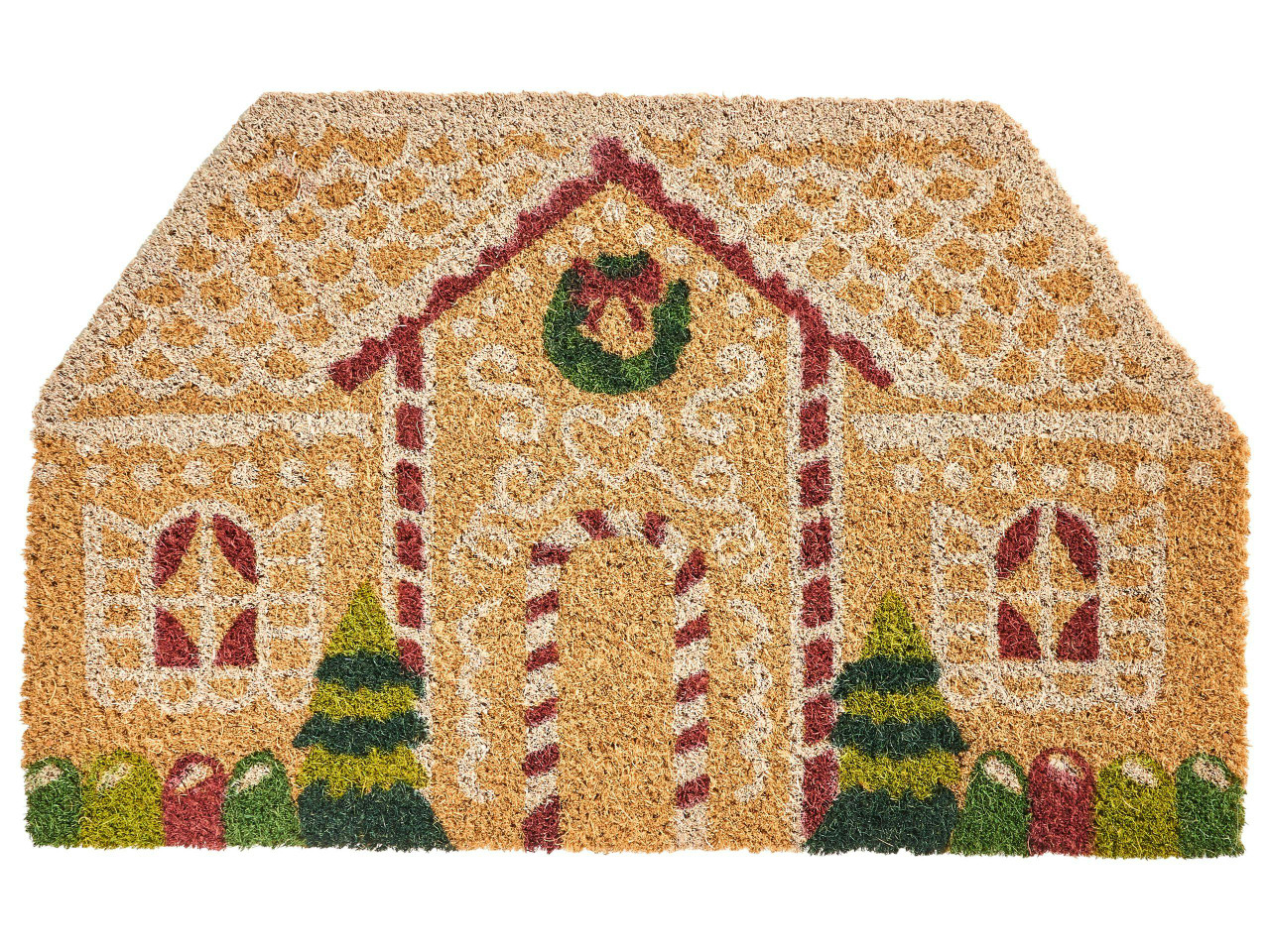 Tapete de entrada SELATNA Natural 50 x 80 cm Padrão natalicio Fibra de coco