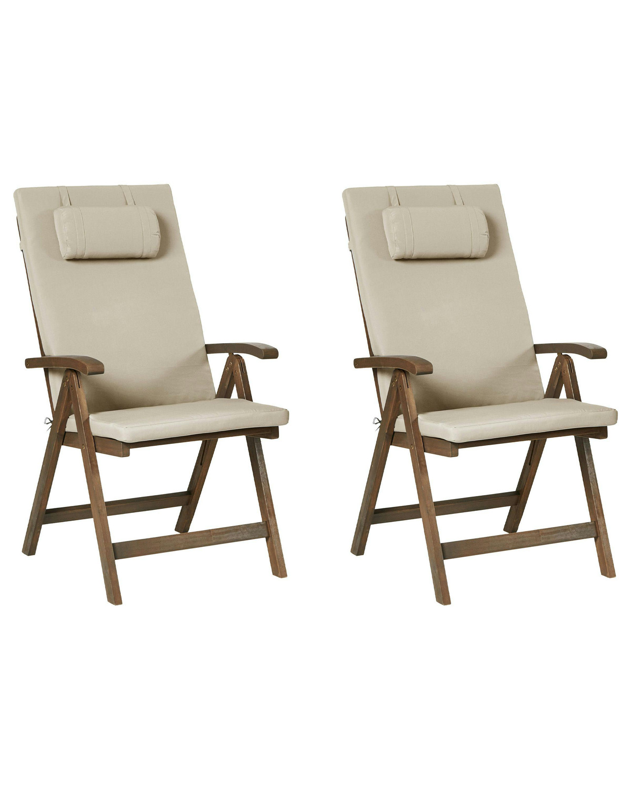 Conjunto de 2 cadeiras de jardim com almofadas AMANTEA PREMIUM Madeira de acácia Taupe