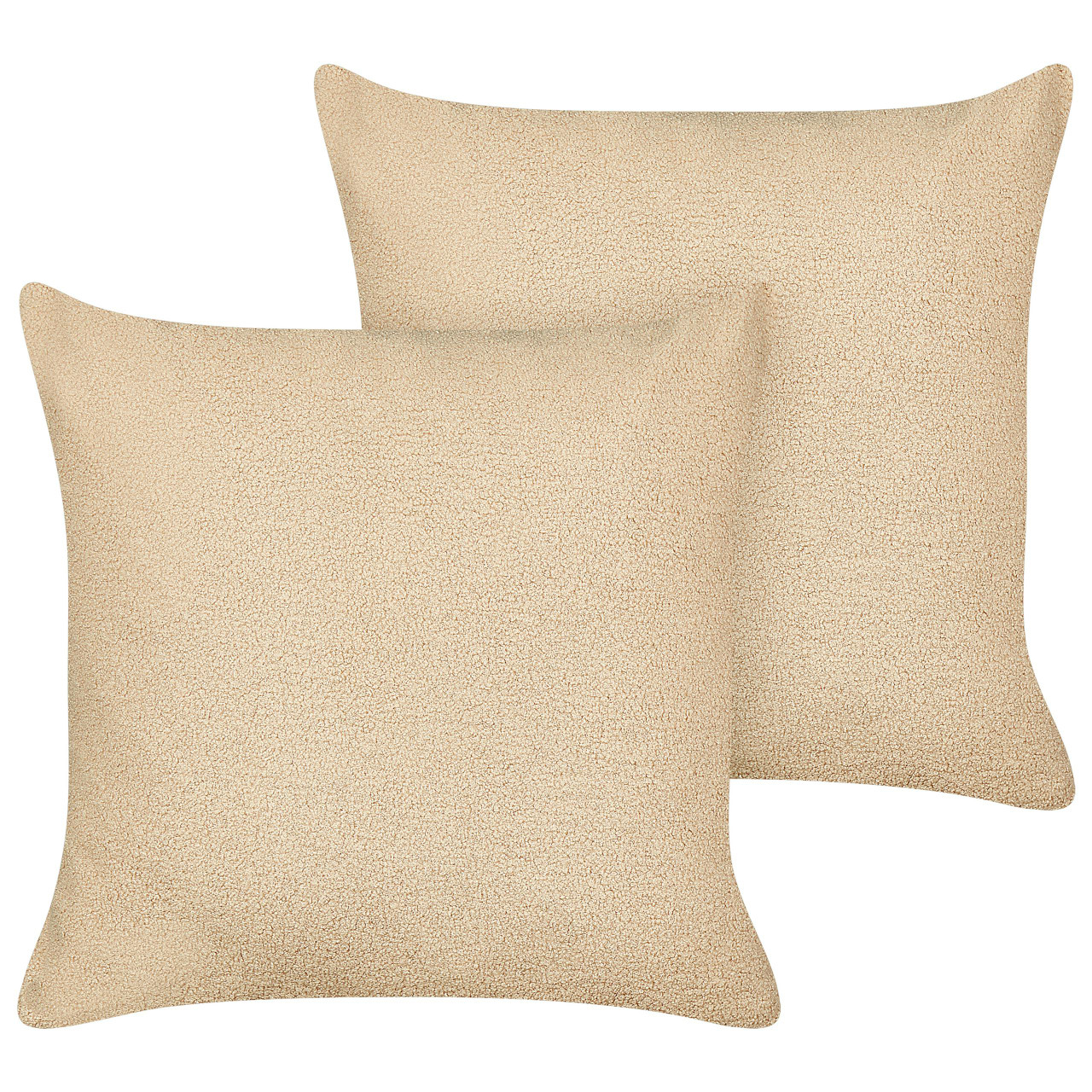 Juego de 2 cojines decorativos Leuzea bouclé crema