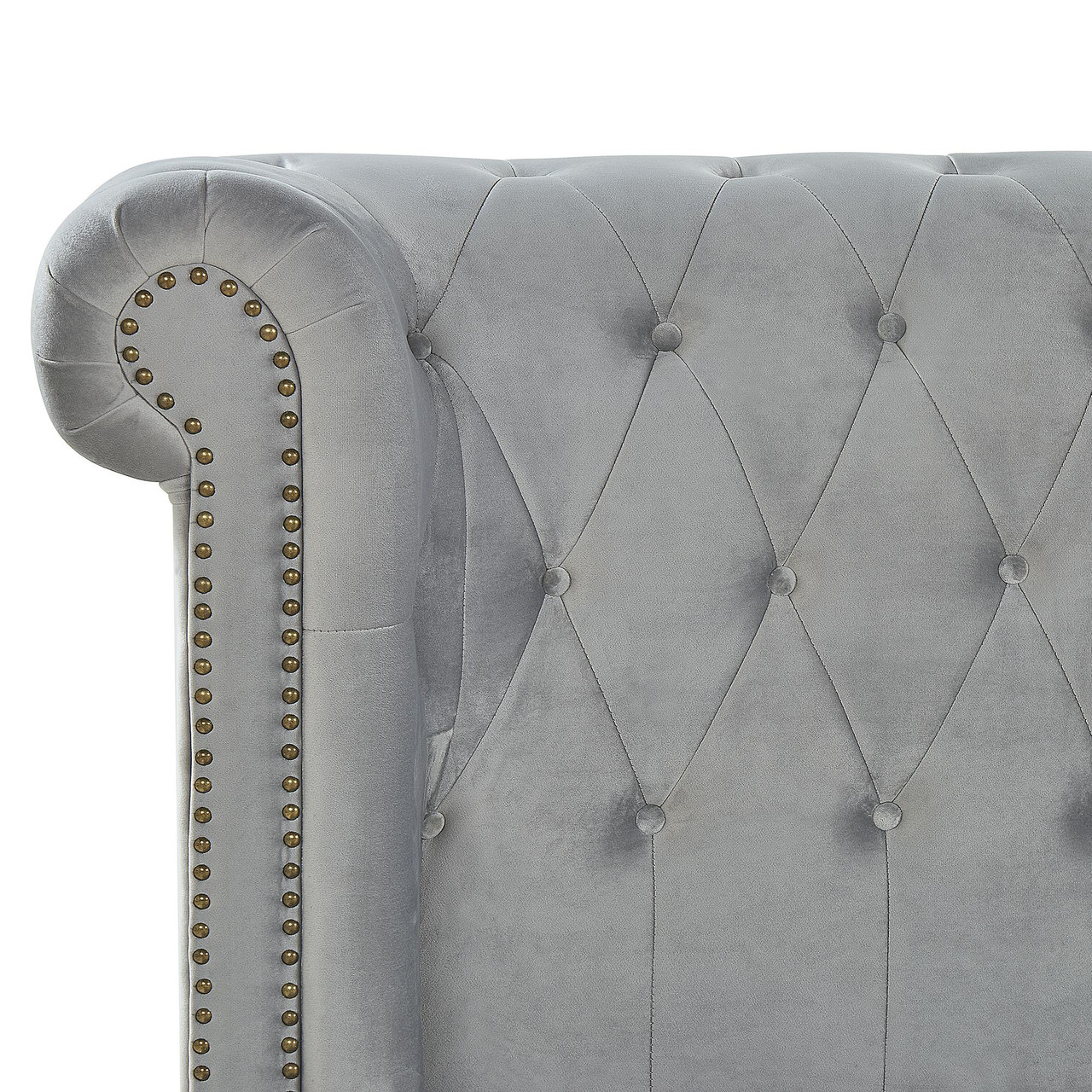 Cama de matrimonio Cavaillon terciopelo gris