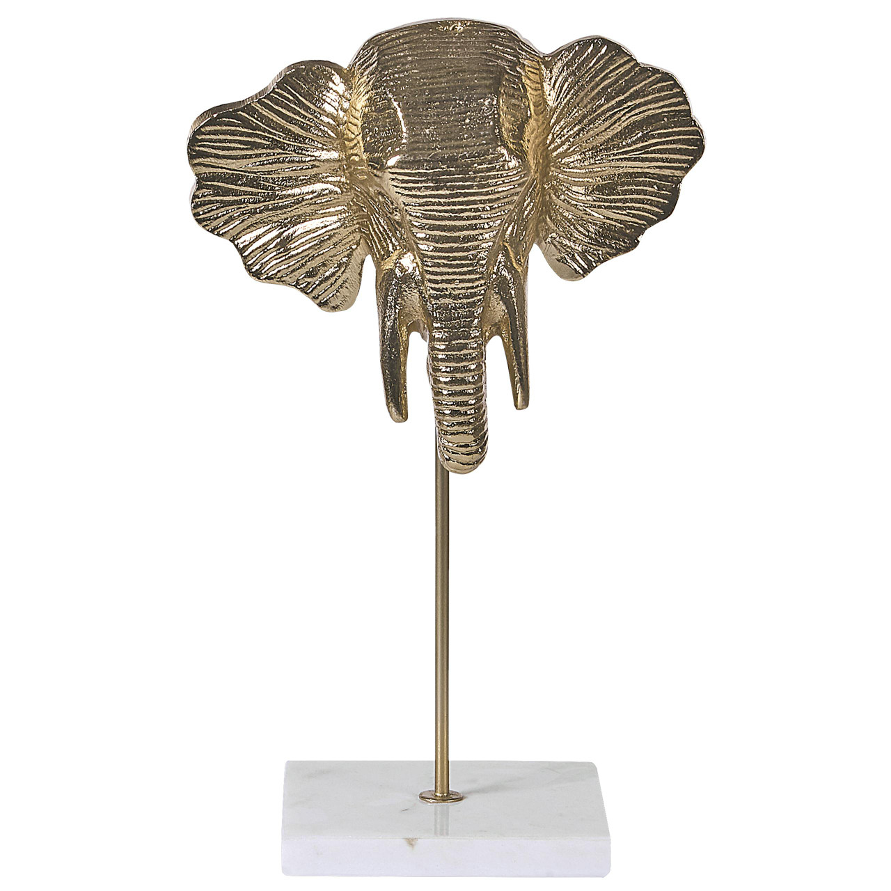 Figura decorativa cabeza de elefante aluminio con base de mármol