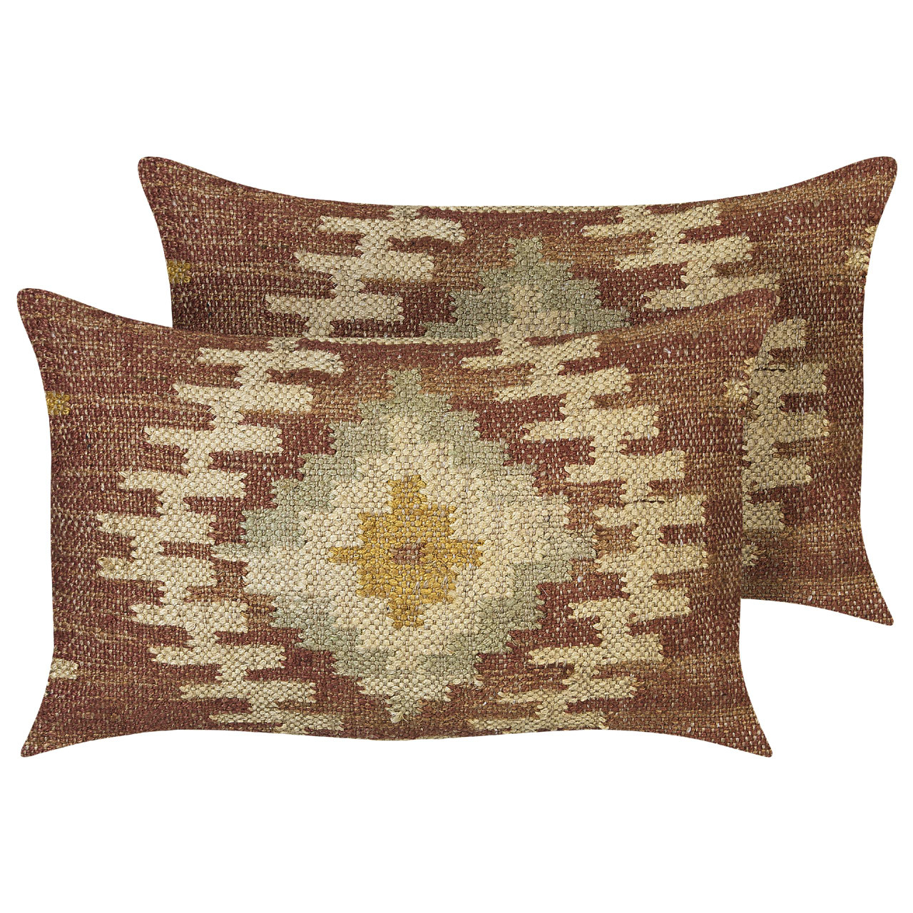 Conjunto de 2 cojines decorativos Beel de yute y lana